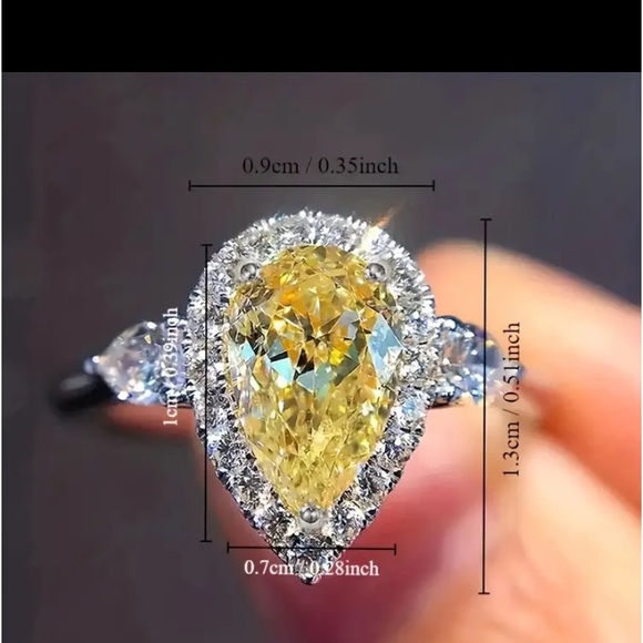 Luxury Topaz Faux Sapphire Birthstone 925 Silver Plated Teardrop - Picture 2 of 3